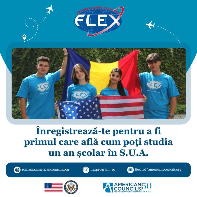 American Councils for International Education anunță deschiderea sesiunii de preînscriere pentru bursele Future Leaders Exchange Program (FLEX) 2025-2026